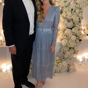 Sabina Musayev Ice Blue Carry Tiered Dress